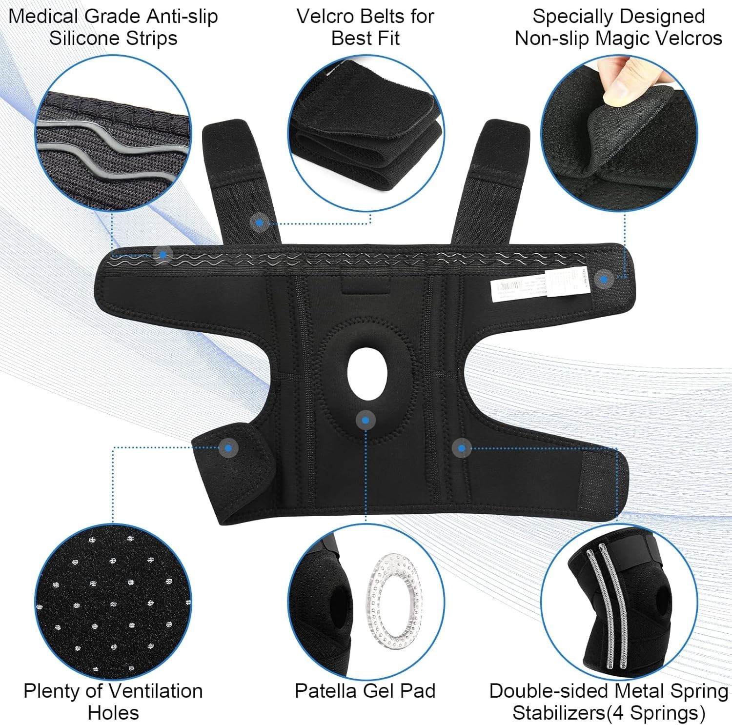 Comfortable Knee Wrap with Side Spring Stabilizers