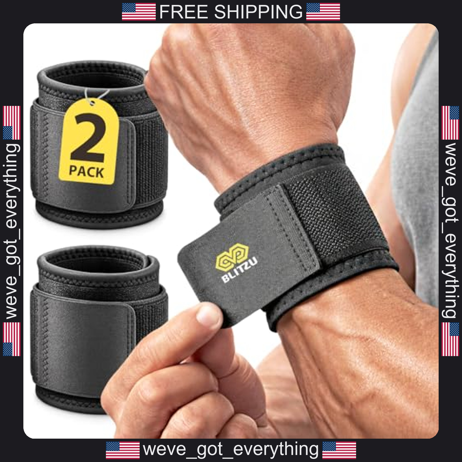 2 Pack Neoprene Wrist Supports for Pain Relief and Stability