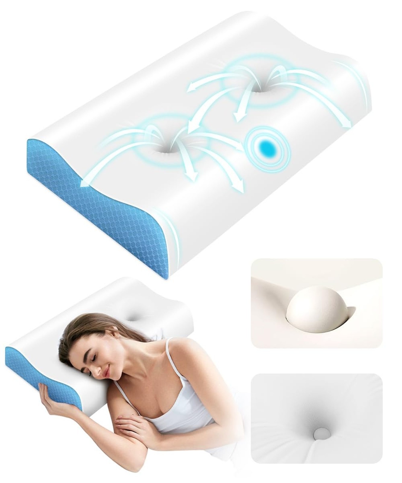 Cervical Pillow for Neck Pain Relief – Contour Pillow Memory Foam Pillows for…