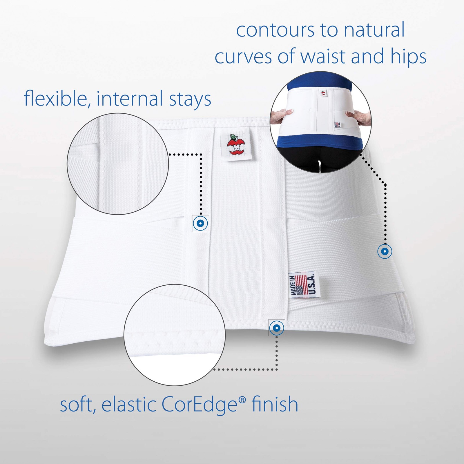 CorFit Value Back Brace for Lower Pain Relief & Lumbar Small, White