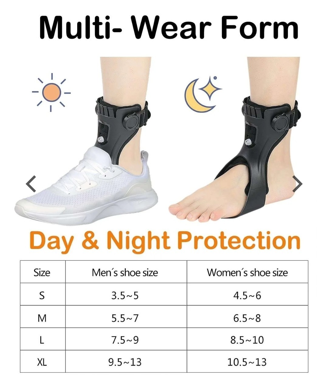 Ober FO-119 Drop Foot Brace Adjustable Black Lightweight Design