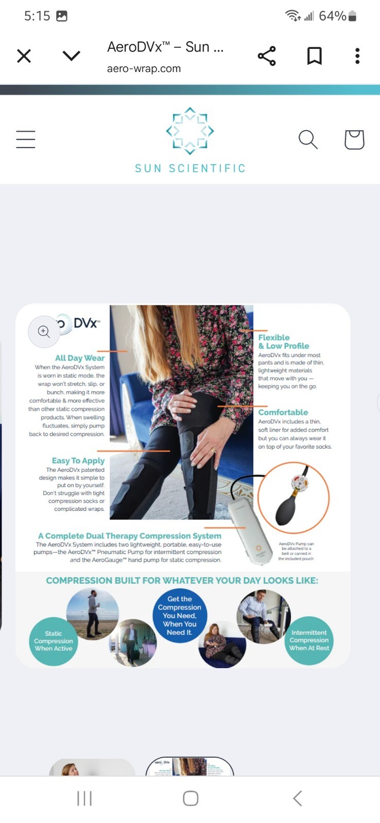 Sun scientific Aero Dvx Dual Bilateral Air Compression Leg Massager X-large Wrap