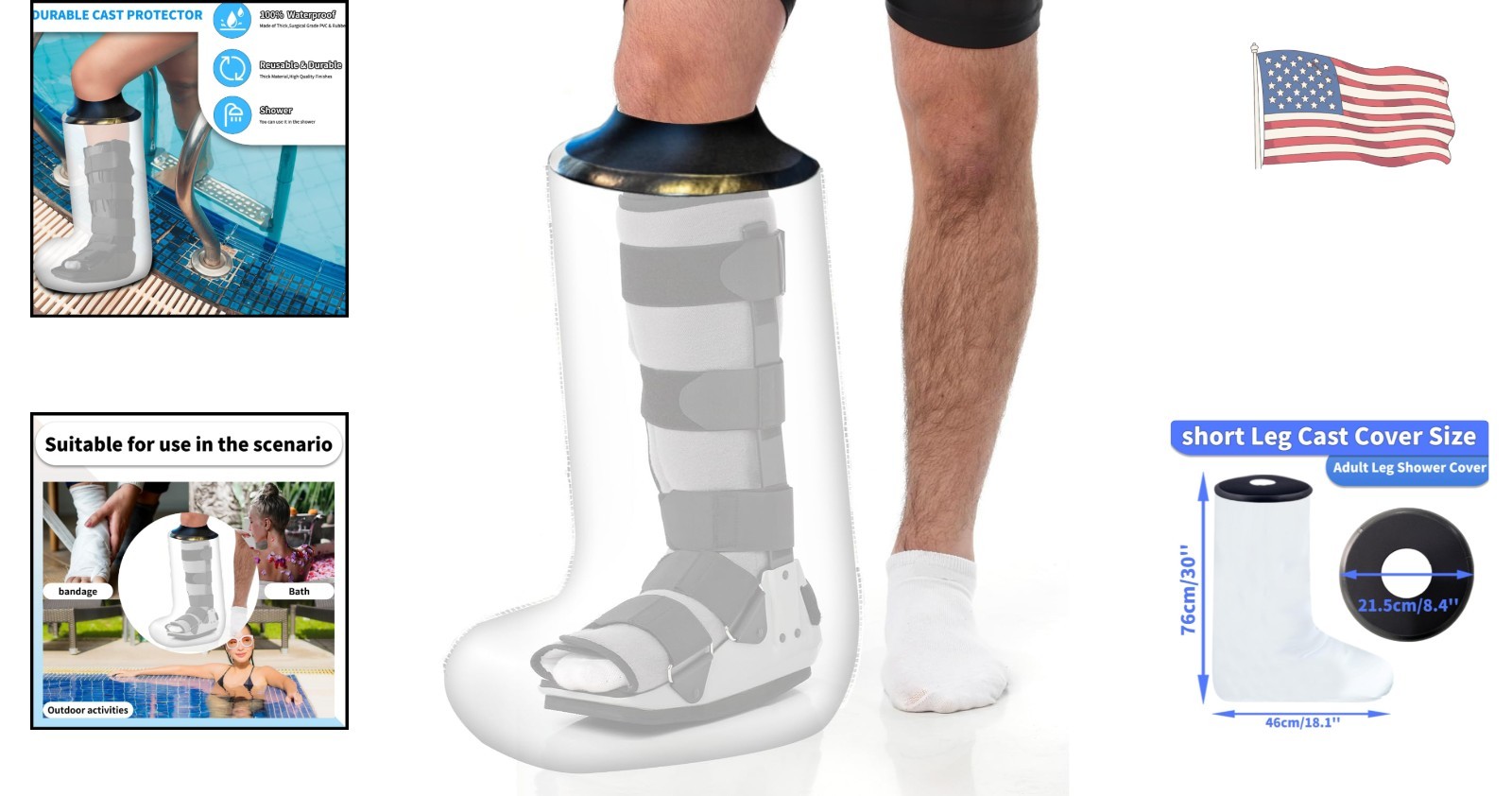 Self-Sealing Waterproof Shower Protector for Adult Lower Leg – Size: 13.7-17.7″