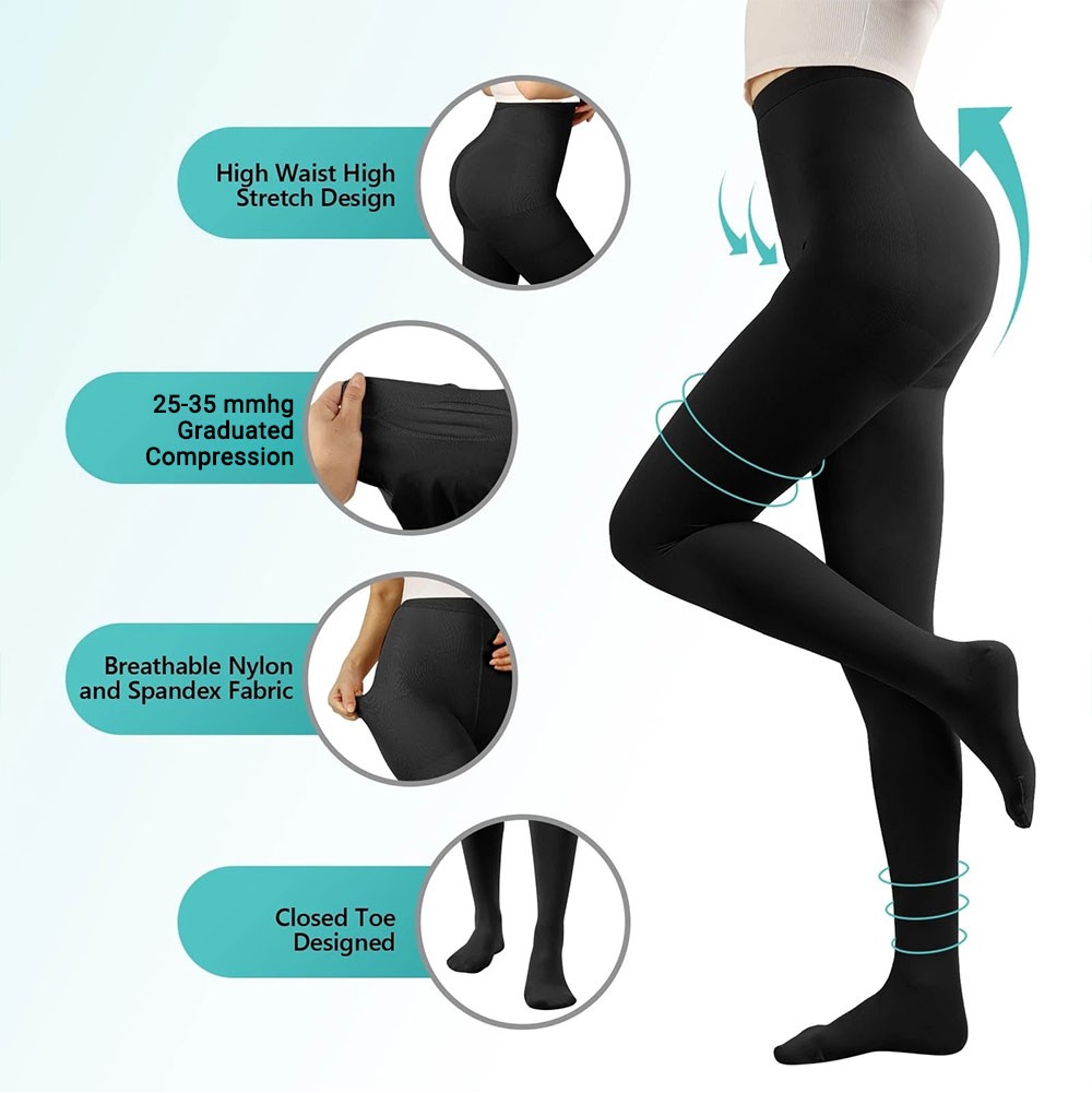 Women Opaque Compression Pantyhose Support Stockings Varicose Veins Circulation