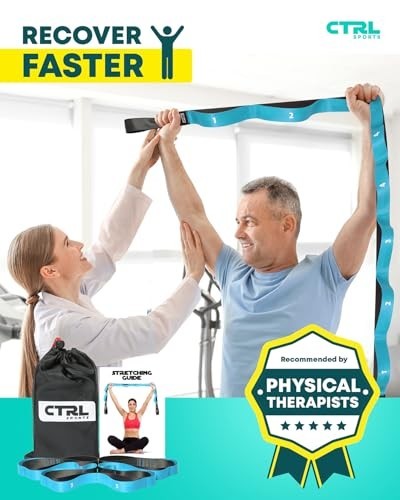 Non-Elastic Stretching Strap with Loops – Yoga & Physical Therapy Band for Flexi
