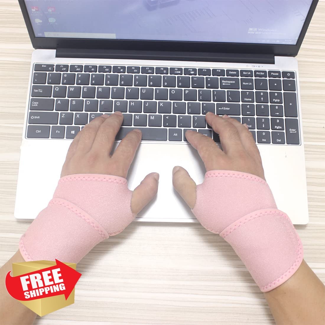 YUNYILAN 2pk Pink Wrist Brace Carpal Tunnel Support Strap