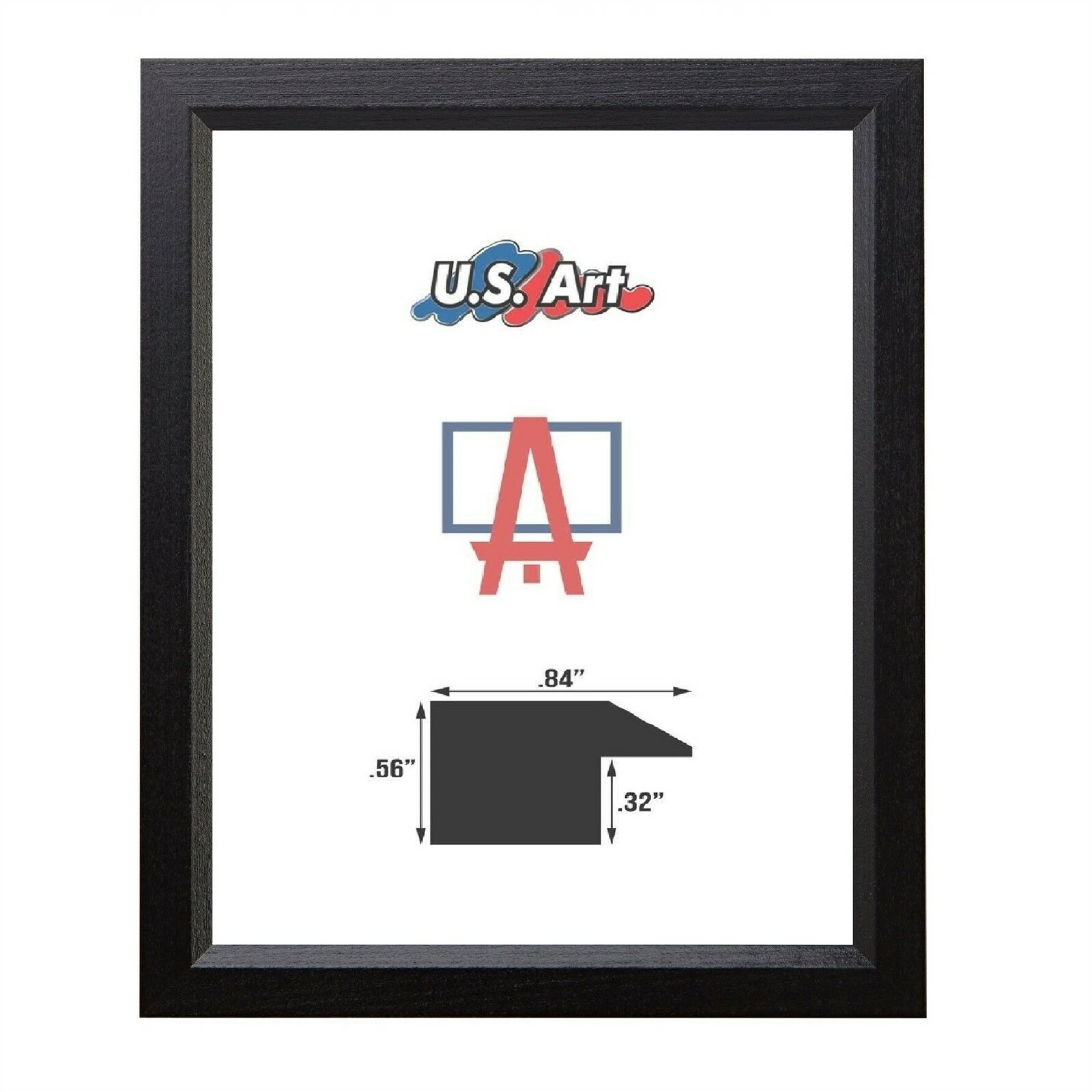 US Art Frames Black .84″ Solid Wood Picture & Poster Frame 11″ to 24″ Wide Sizes