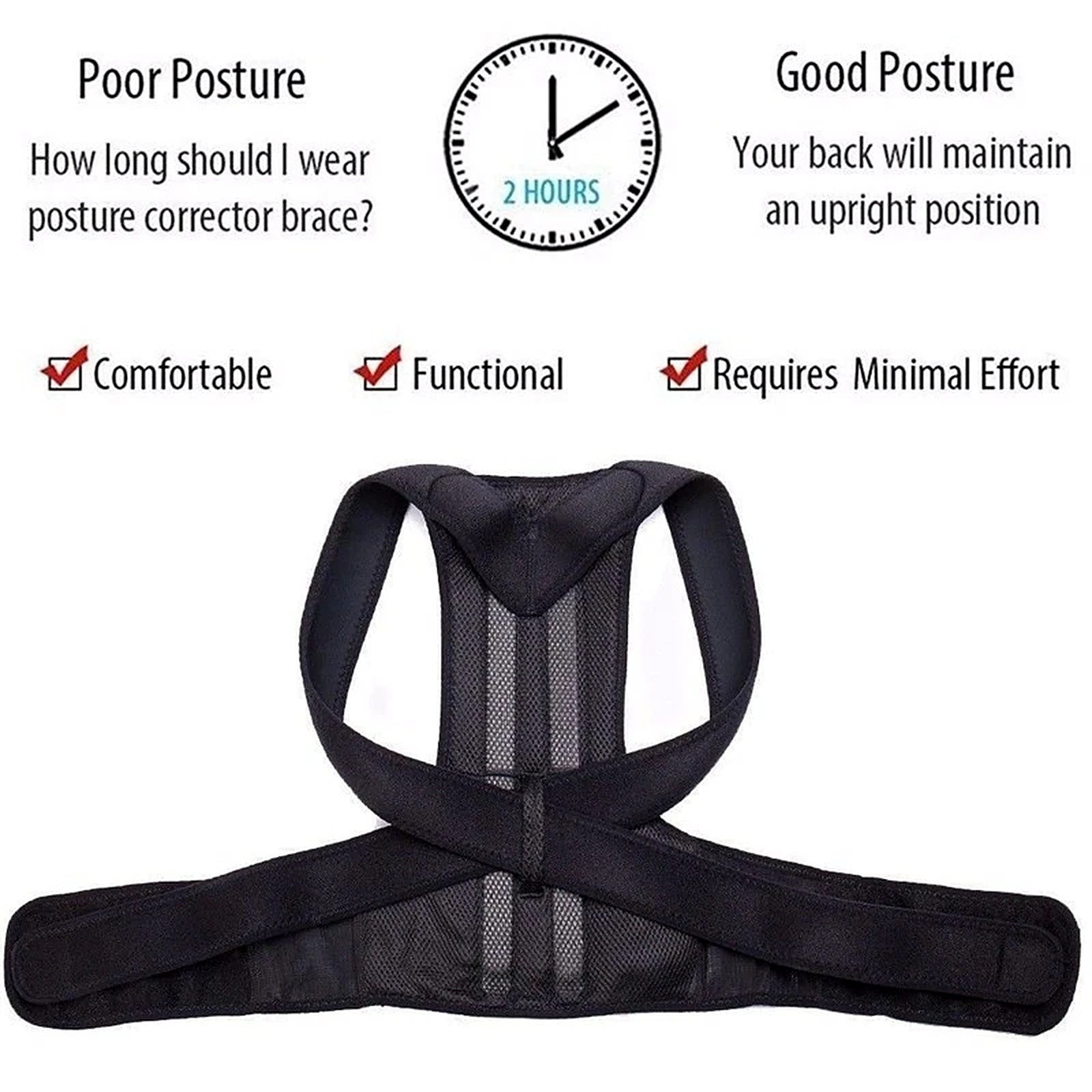 Posture Corrector Back Brace Shoulder Support Belt Adjustable Clavicle Men Women