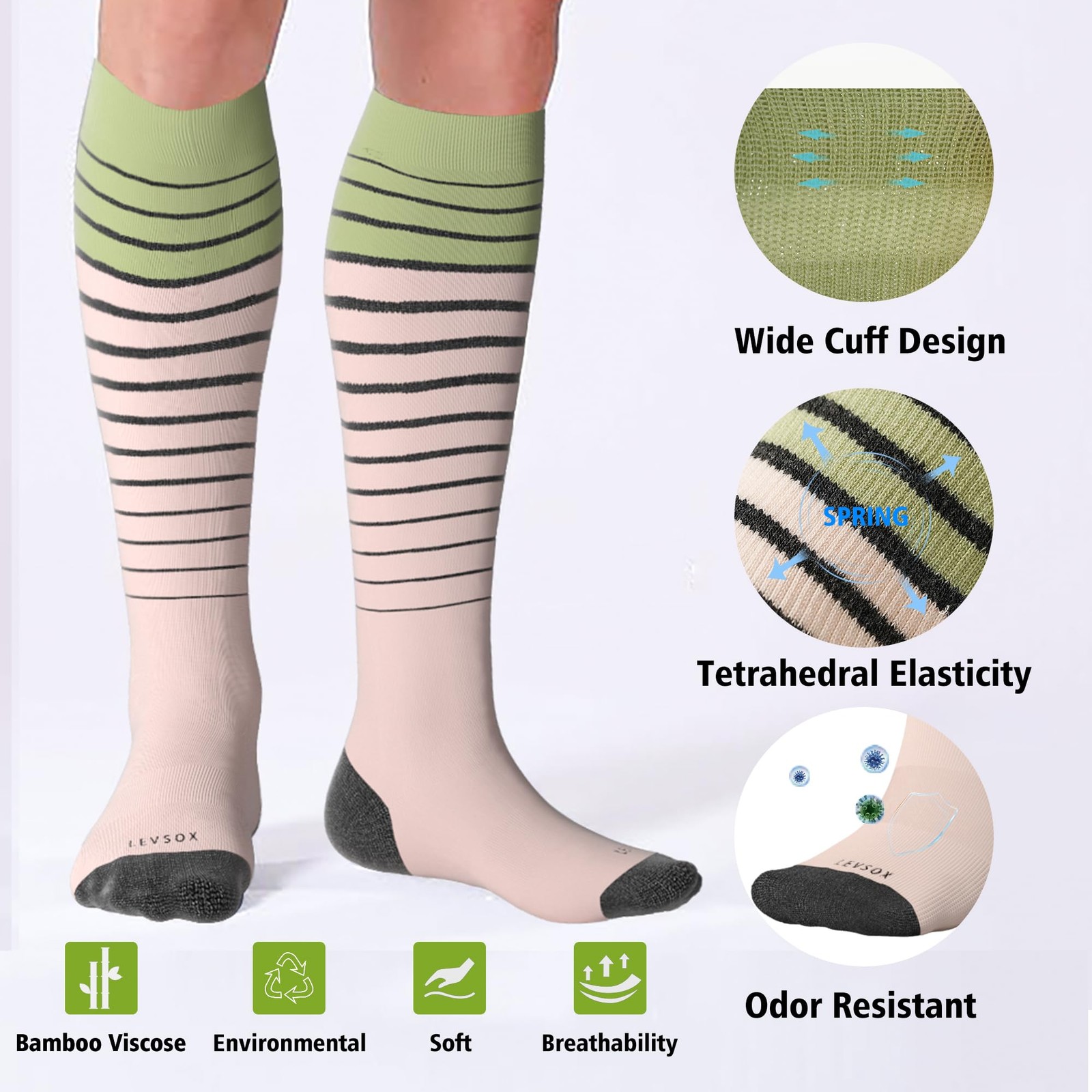 Viscose Made from Bamboo Compression Socks for Pregnant Women 20-30 mmHg Knee…