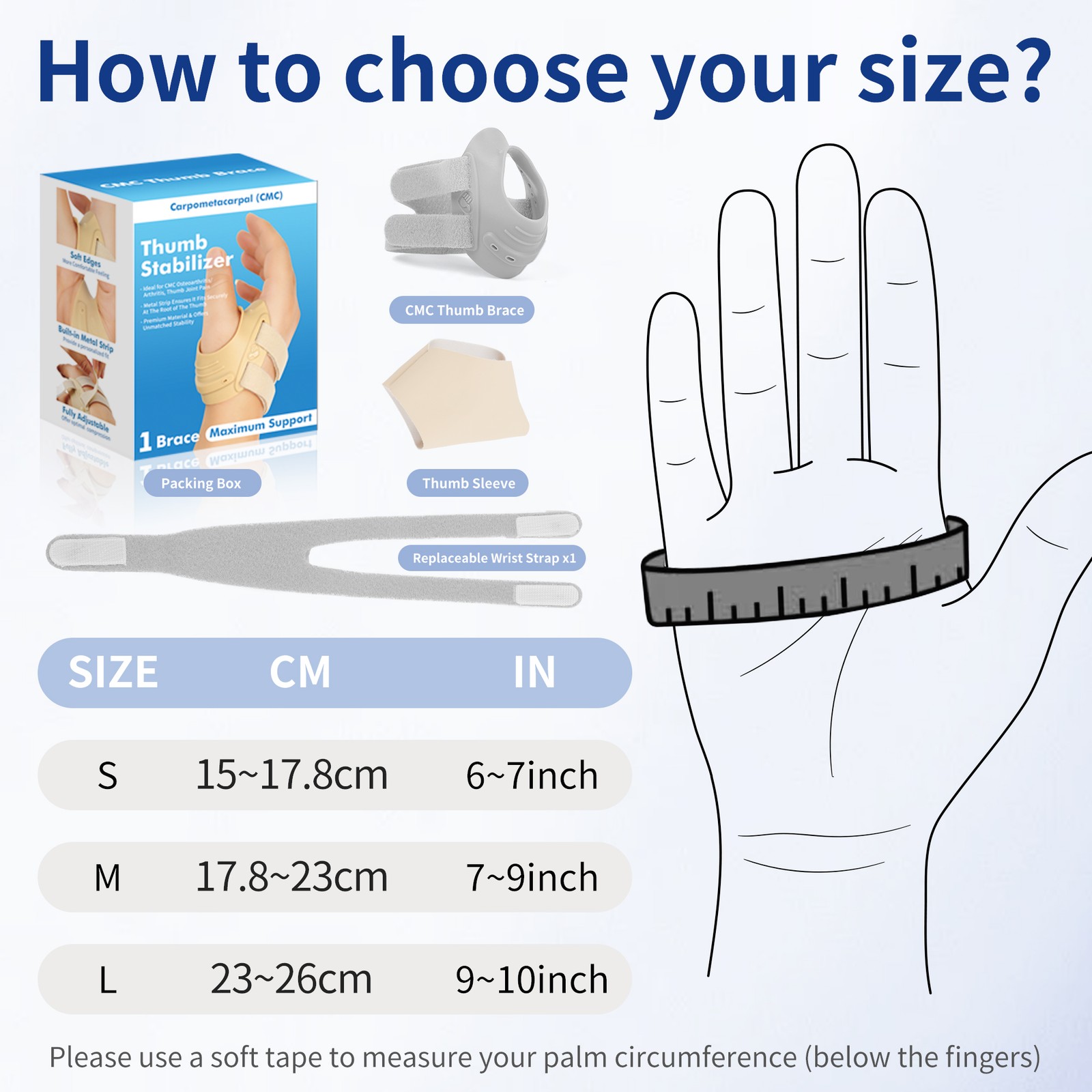 Adjustable Thumb Support Brace CMC Joint Protector Wrist Immobilizer Gym Tennis