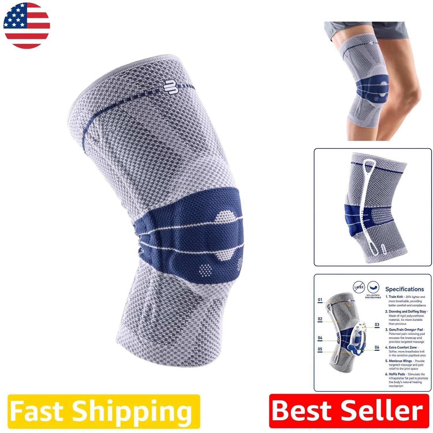 Bauerfeind GenuTrain Knee Brace Size 2 Titanium Pain Relief Support