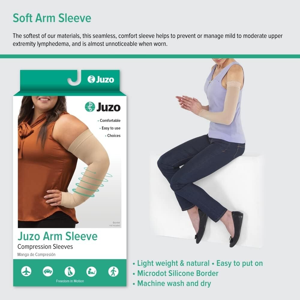 Juzo Soft 2002 30-40mmhg Standard Armsleeve with Silicone Top Band for Women, Be