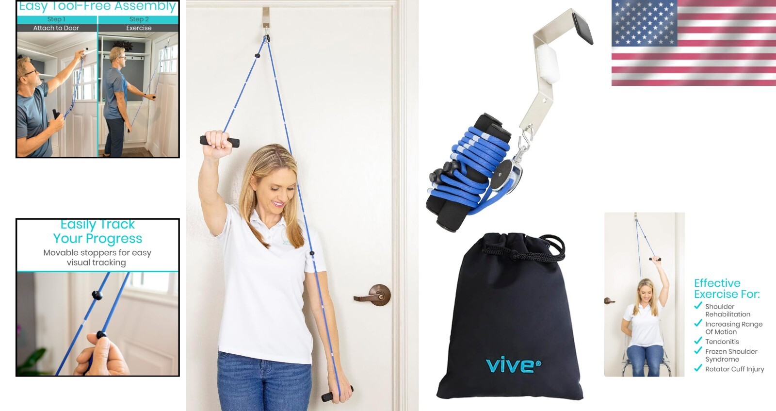 Effortless Shoulder Rehab Pulley with Measuring Rope – Ideal for Home Therapy