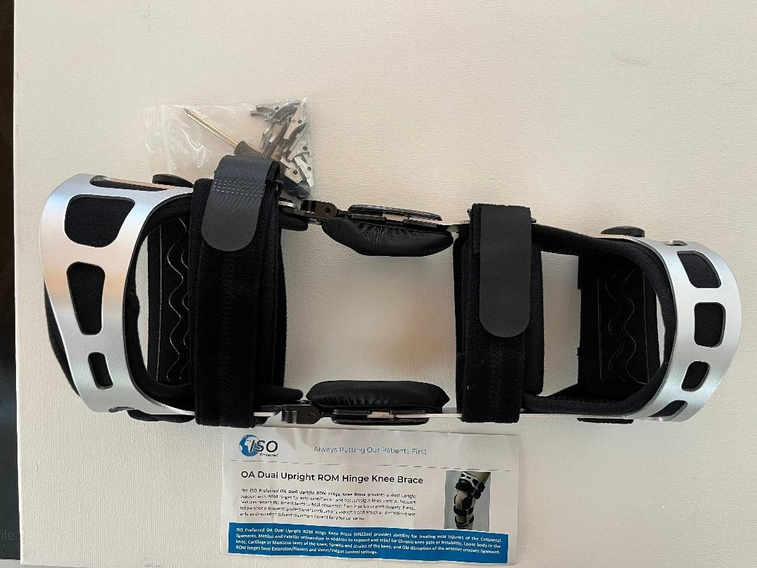 ISO Preferred OA Dual Upright ROM Hinge Knee Brace Post-Op Ligament S/LT New