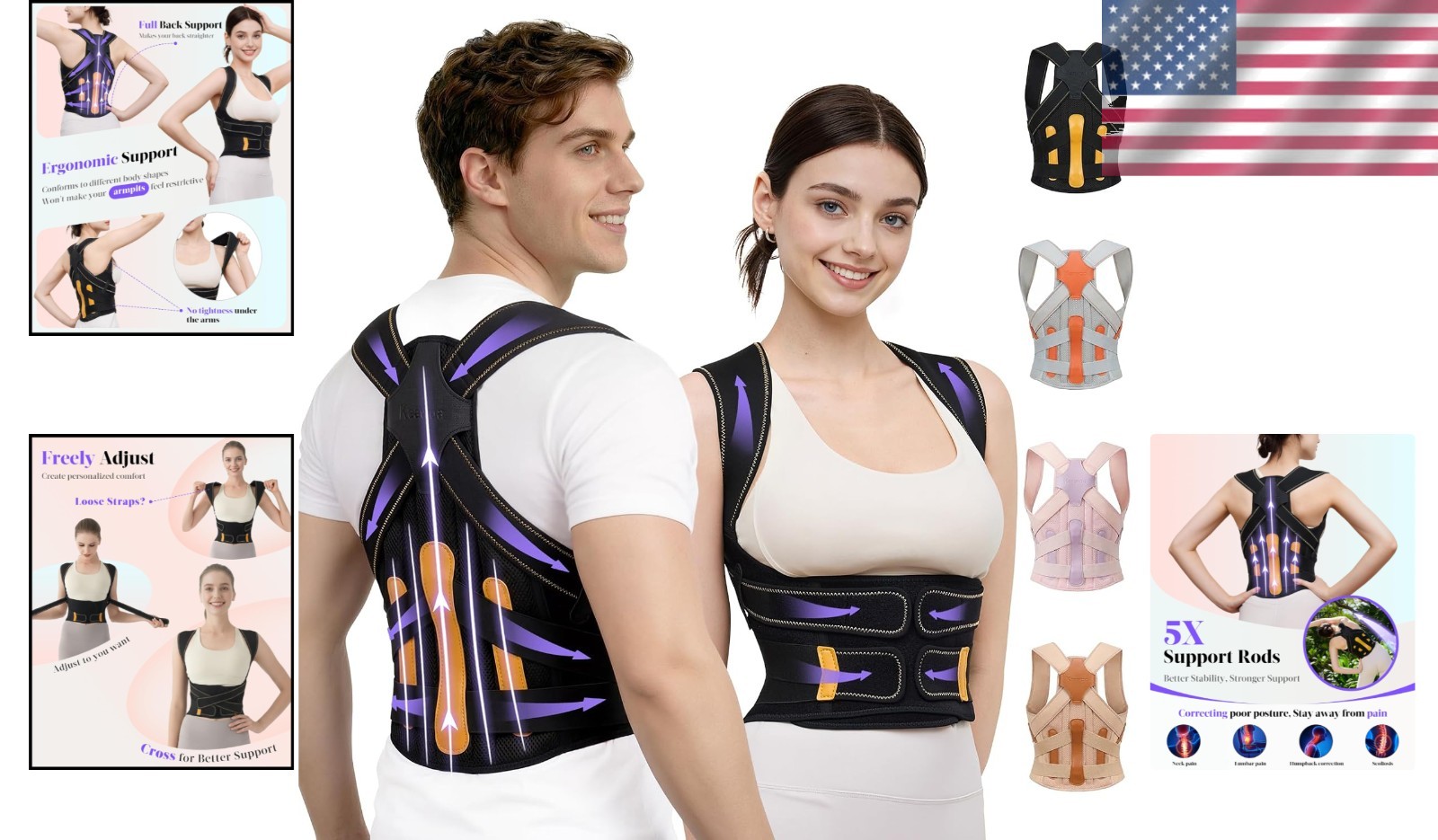 Lightweight & Stretchable Back Brace: Improve Posture & Confidence – Medium Size