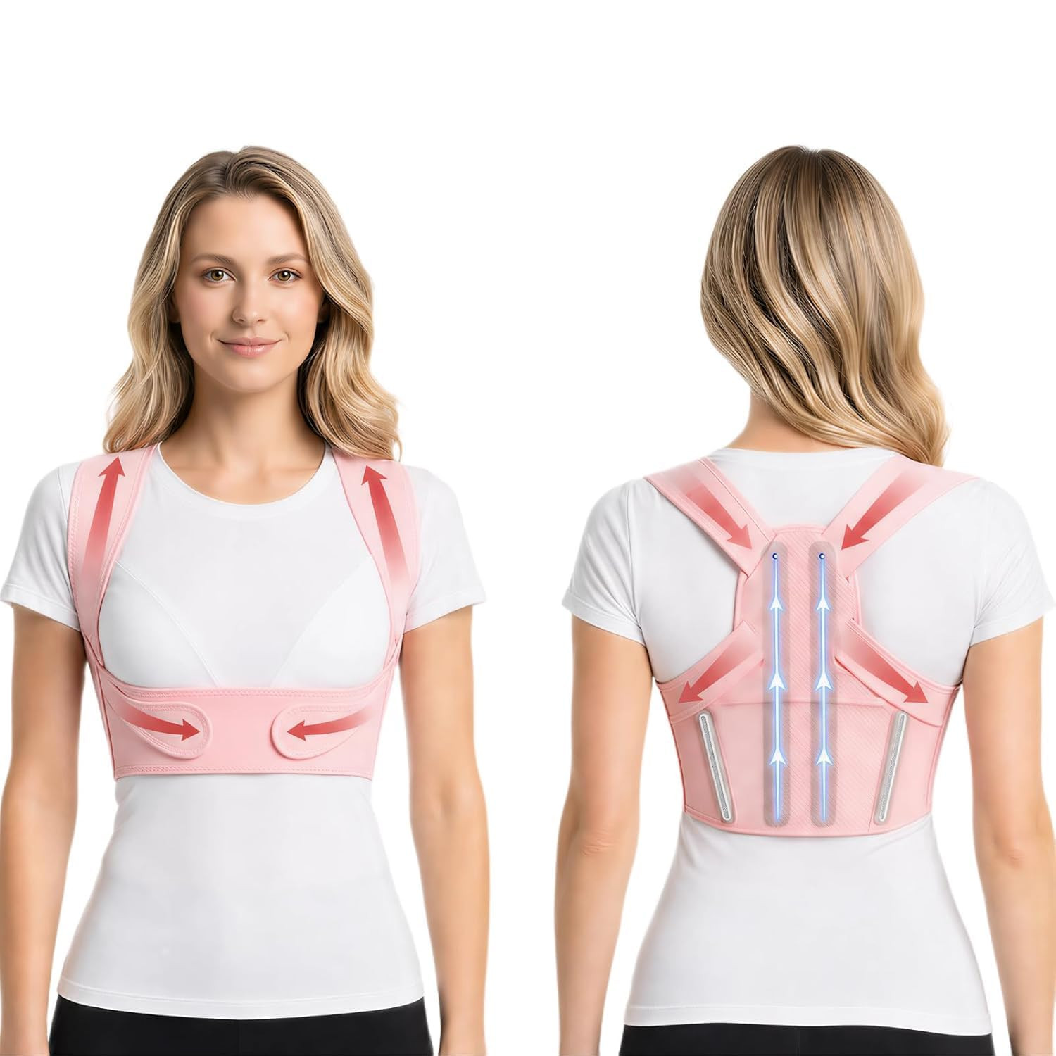Back Brace Posture Corrector for Women(Small)（Pink）