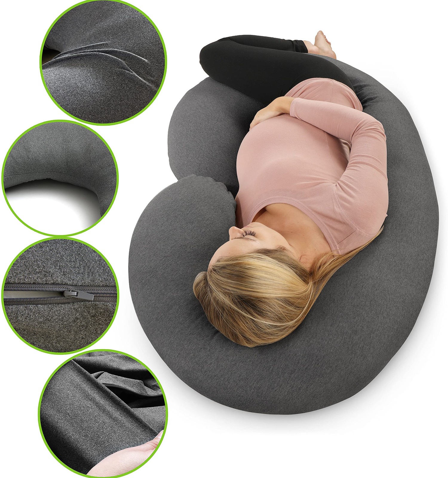 𝐏𝐫𝐞𝐠𝐧𝐚𝐧𝐜𝐲 𝐏𝐢𝐥𝐥𝐨𝐰 𝐂𝐨𝐯𝐞𝐫 C Shaped Full Body Pillow Case 𝐂?…