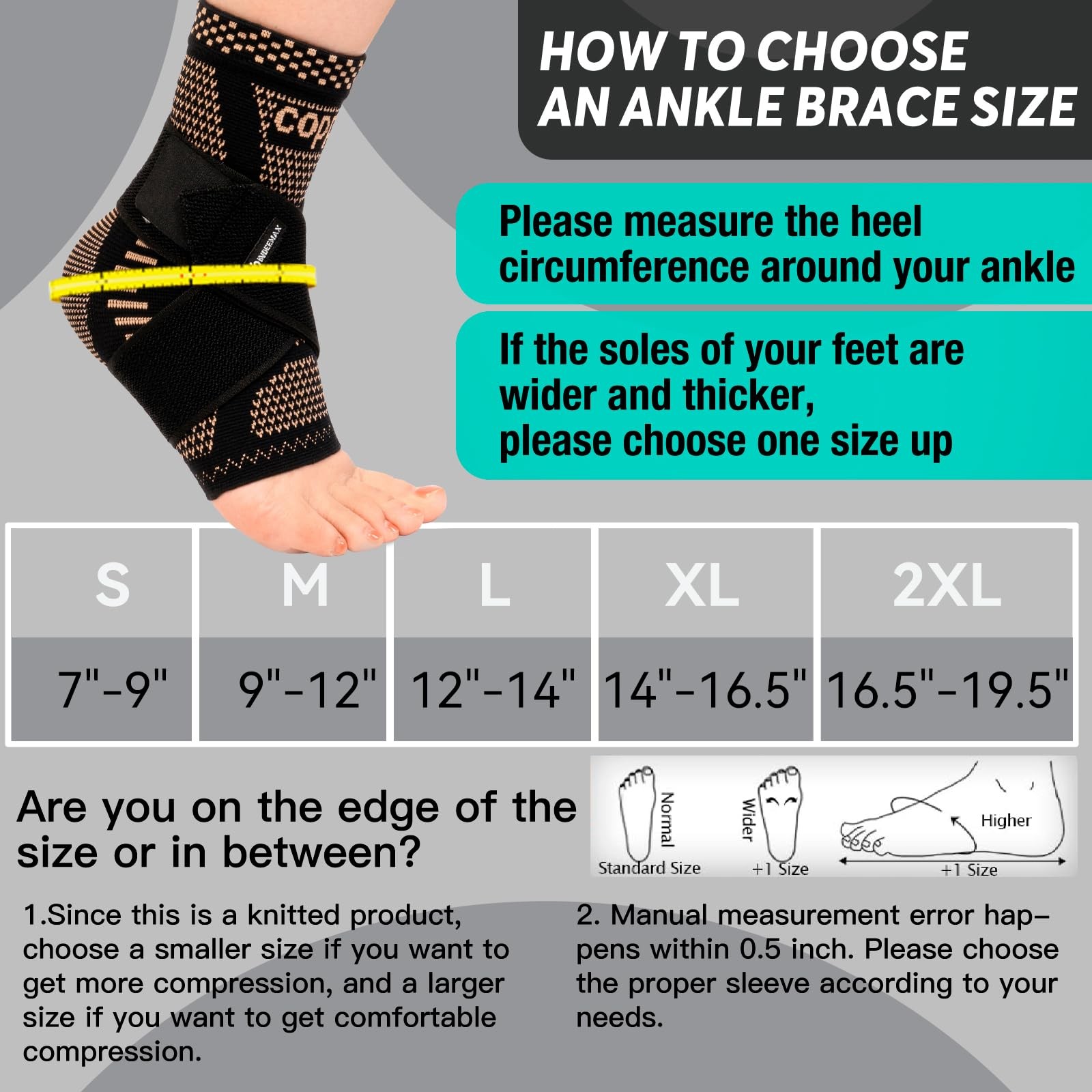 INDEEMAX Ankle Brace for Sprained Compression XX-Large, Copper Black