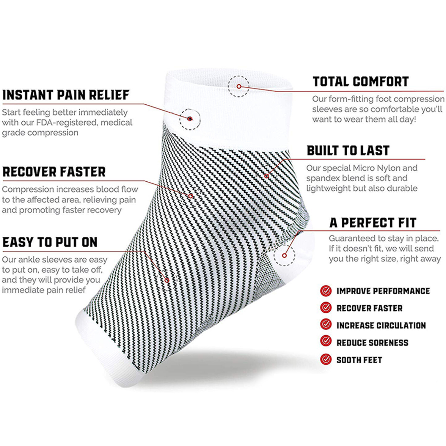 Varicose Veins Compression Socks Ankle Brace Support Foot Pain Relief Tennis