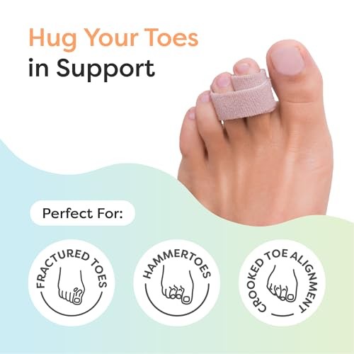 ZenToes Hammer Toe Corrector Fabric Toe Splint Cushioned Buddy Wraps 4 Count Bei