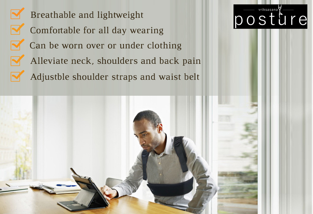 Comfortable Upper Back Brace / Posture Corrector that Prevents Slouching