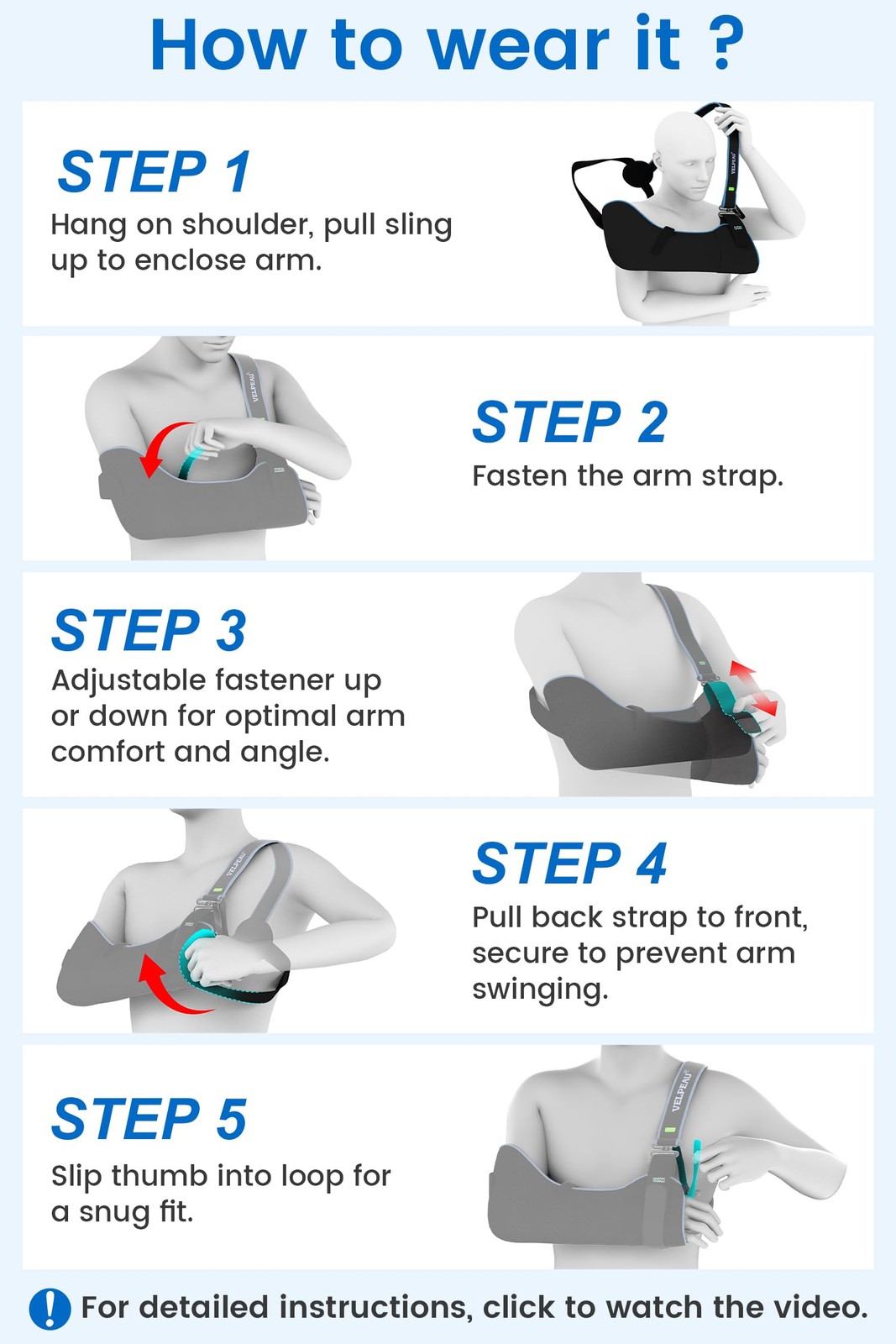 Arm Sling Shoulder Immobilizer for Women and Men, fit Left or Right Arm – Rot…