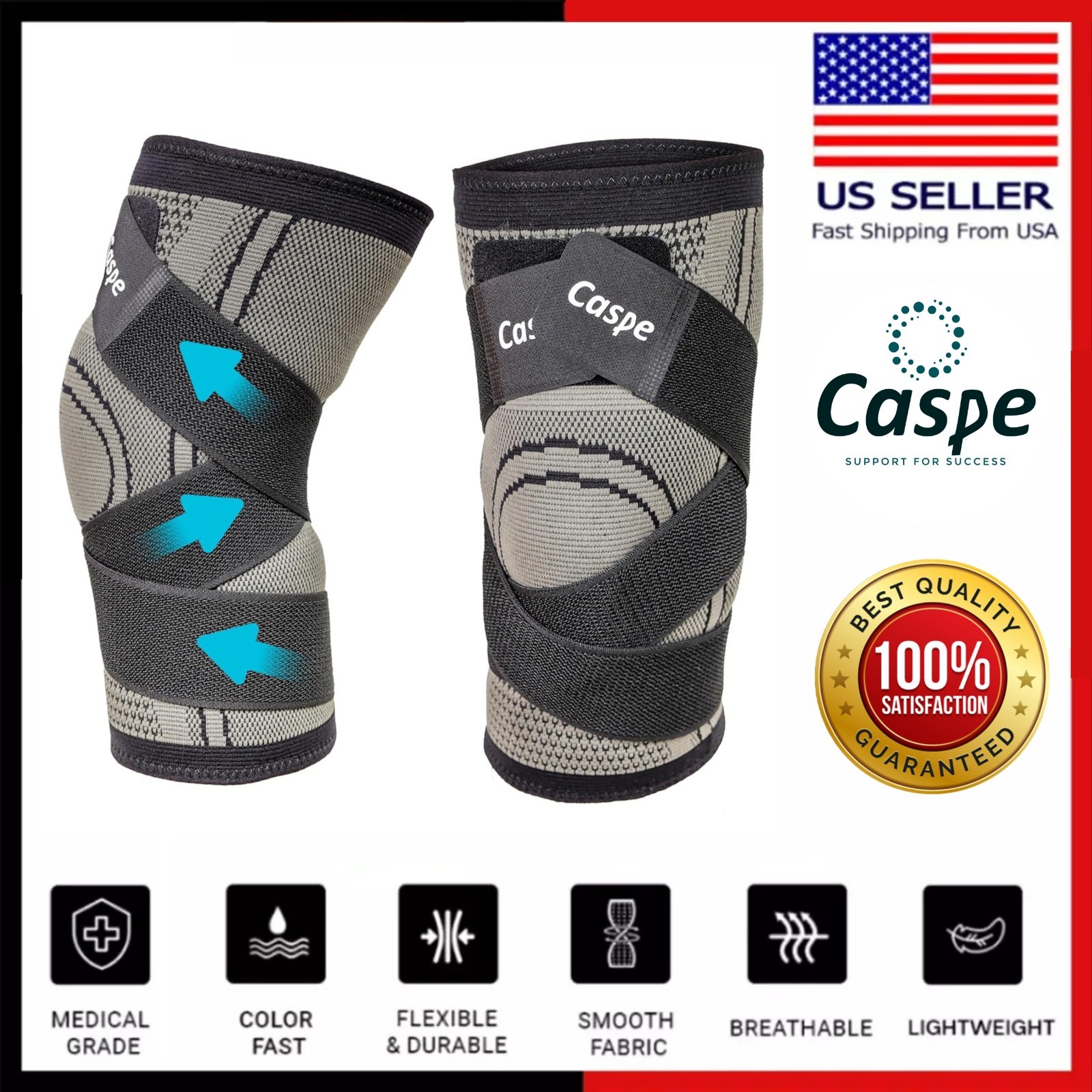 2-Pack Knee Sleeve Compression Brace Support Sport Joint Pain Arthritis Relief