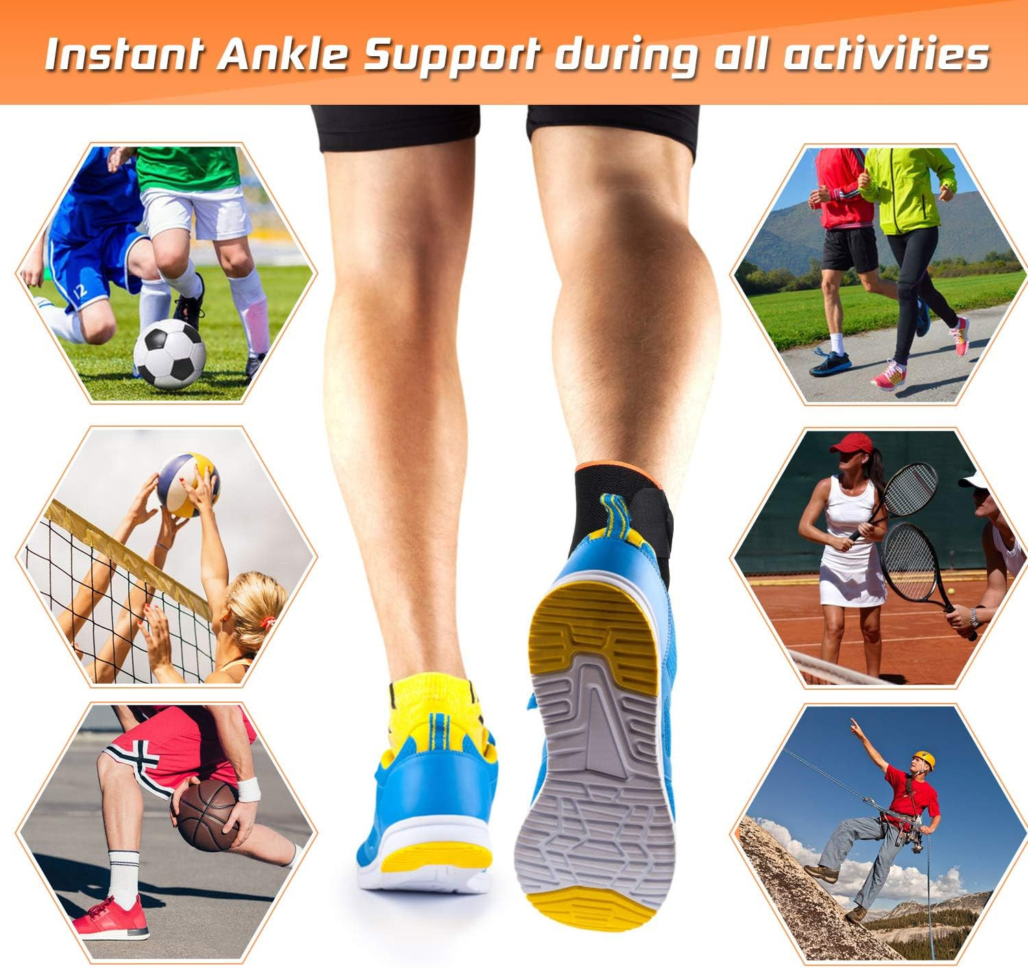 1 Pack Adjustable Ankle Brace for Women and Men, Ankle Support for Sprain Planta