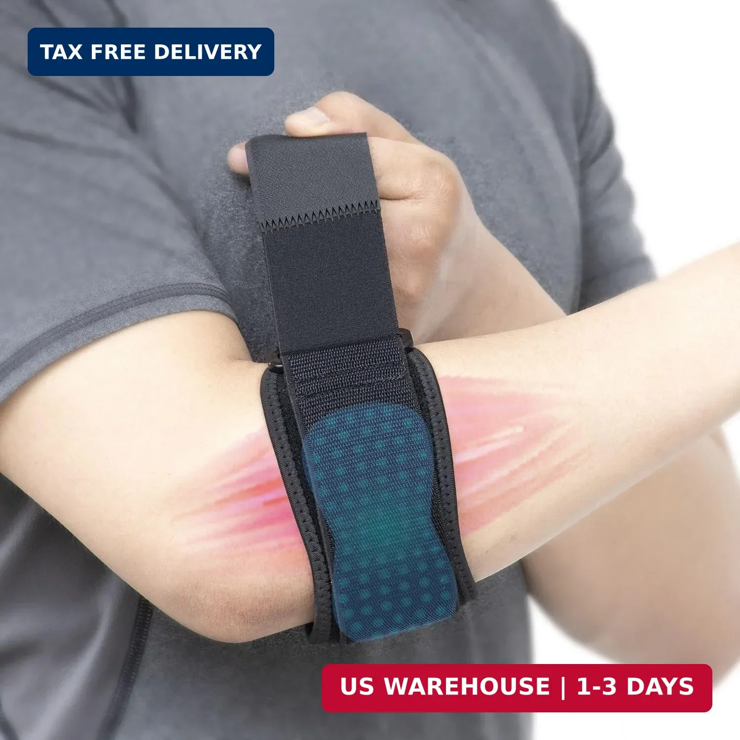 Tennis Elbow Brace – Adjustable Forearm Support Band with Gel Compression Pad, E