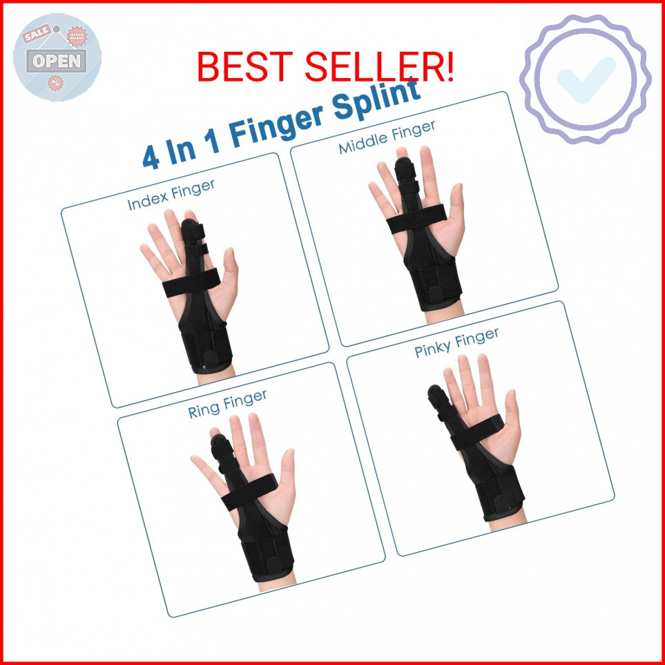 PKSTONE Full Trigger Finger Splint – Hand and Wrist Brace Support for Sprains, P