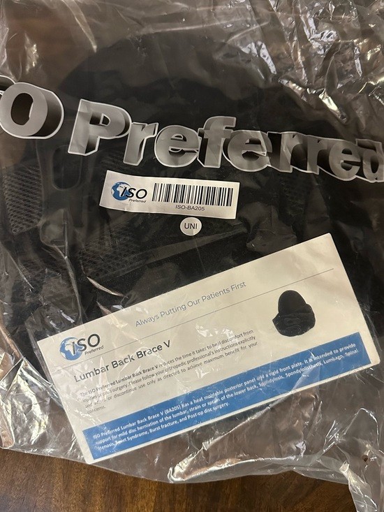 ISO Preferred Lumbar Back Brace V BA205 Black / Disc Herniation / Strain Support