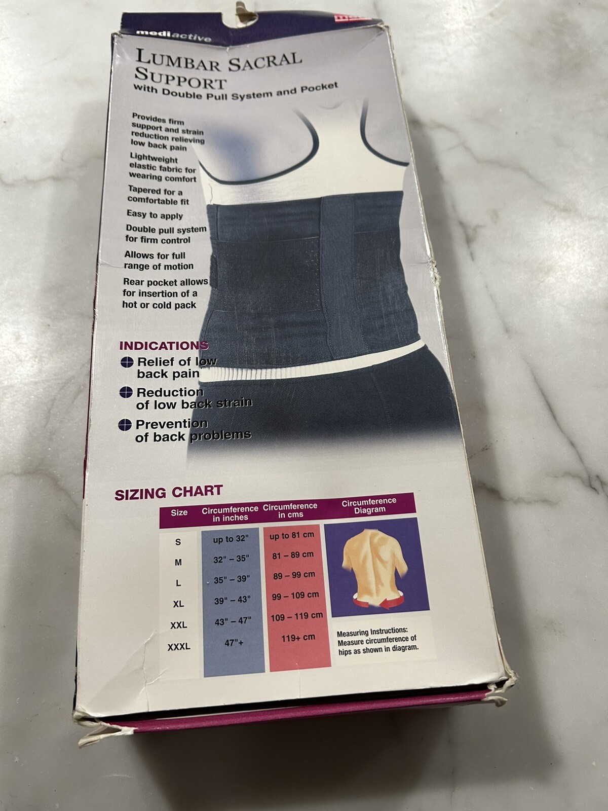 Mediactive Lumbar Sacral Support with Double Pull System And Pocket
