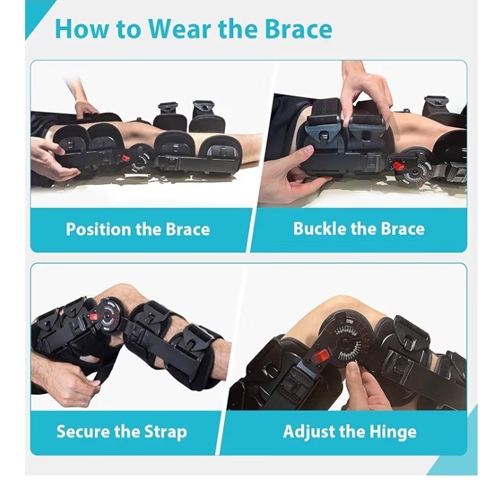KD ROM Hinged Post-Op Knee Brace Adjustable ACL MCL PCL Arthritis Injury Support