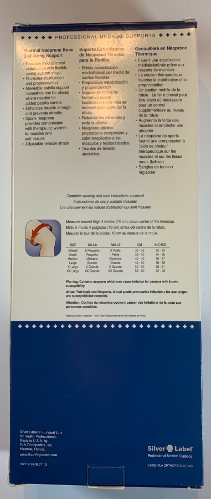 FLA Orthopedics Silver Label Thermal Neoprene Stabilizing Support – Free Ship
