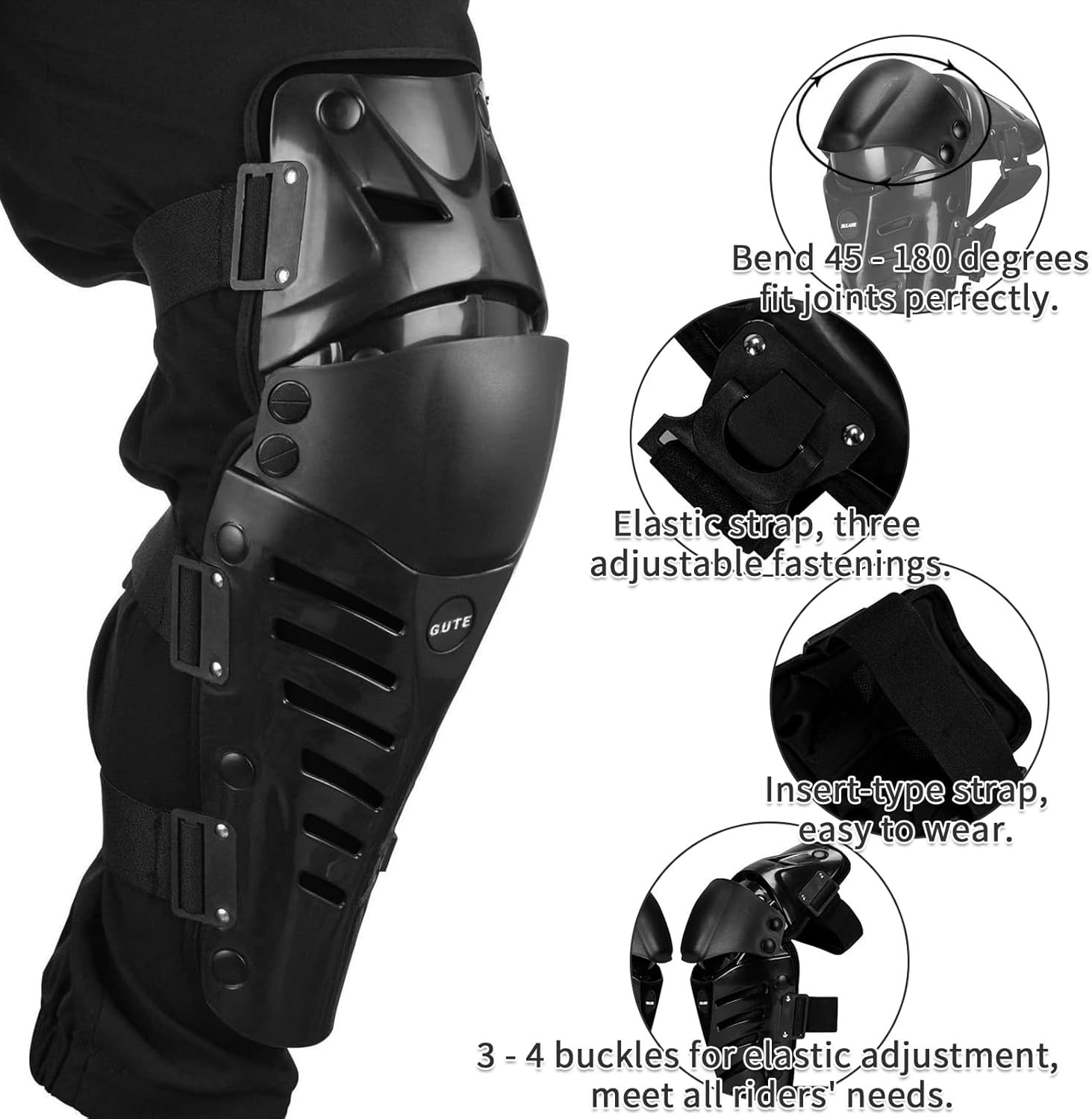 Knee Pads, Adjustable Long Leg Sleeve Gear Crashproof Nonslip Protective Shin Gu
