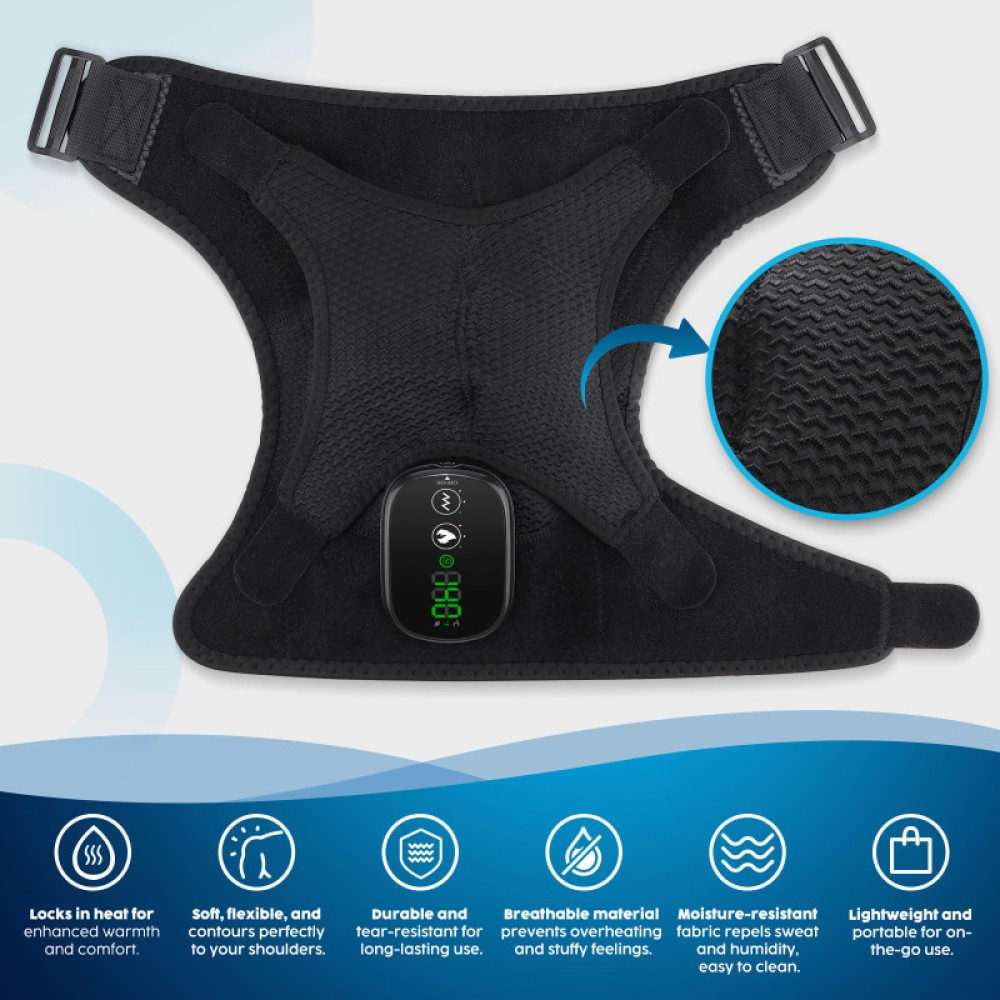 Electric Heated Shoulder Massager Brace Rotator Cuff Support Wrap with Vibration
