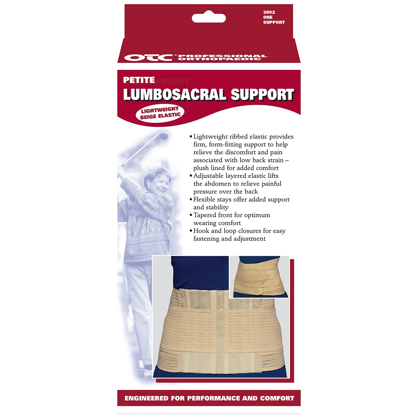 OTC Petite Lumbo-Sacral Support, Abdominal Uplift, 8-Inch Lower Medium, Beige