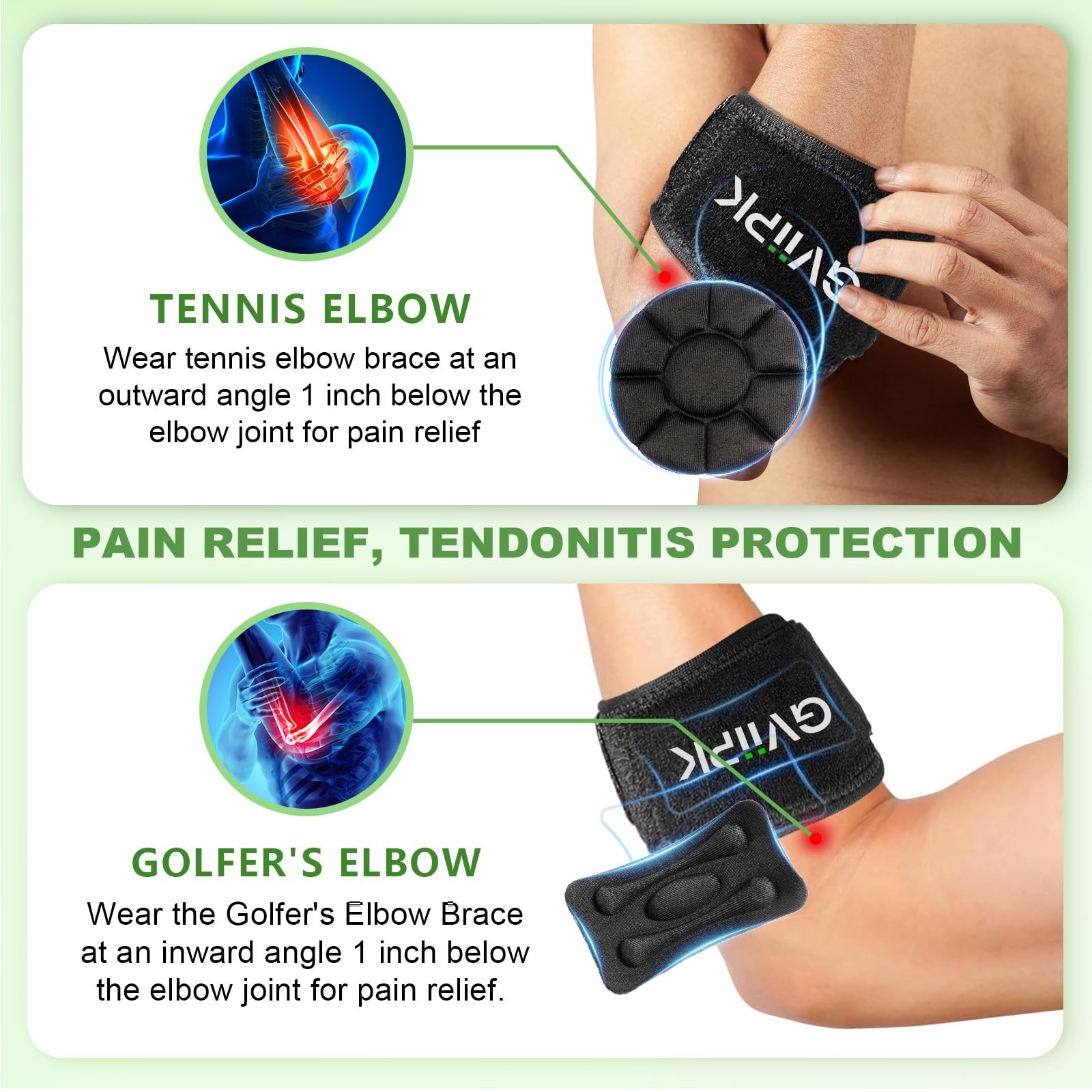 Tennis Elbow Brace for Men , Adjustable Elbow Strap for Tendonitis with Compr…