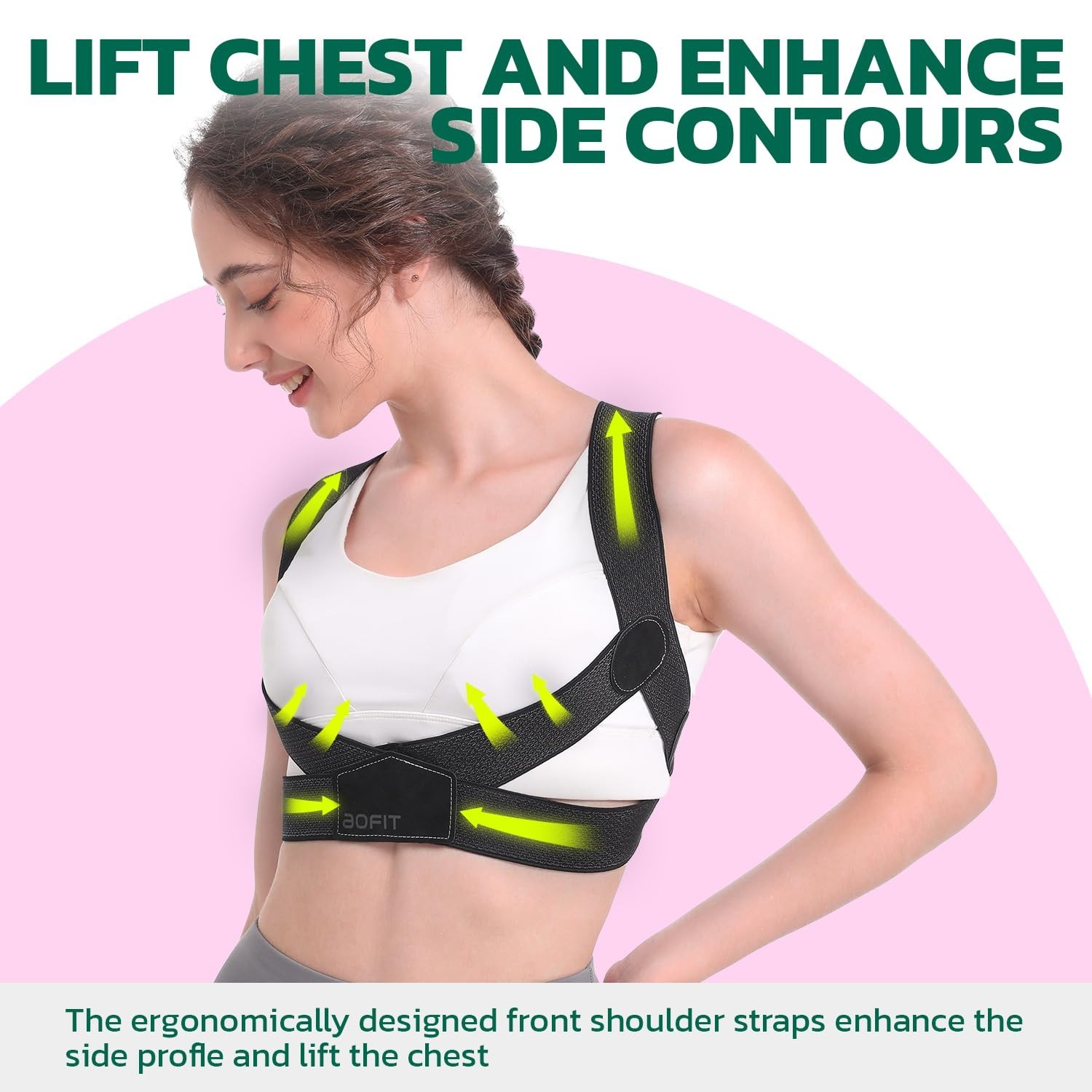 AOFIT Womens Posture Corrector X-Shaped Back Brace Invisible Under Clothes, L