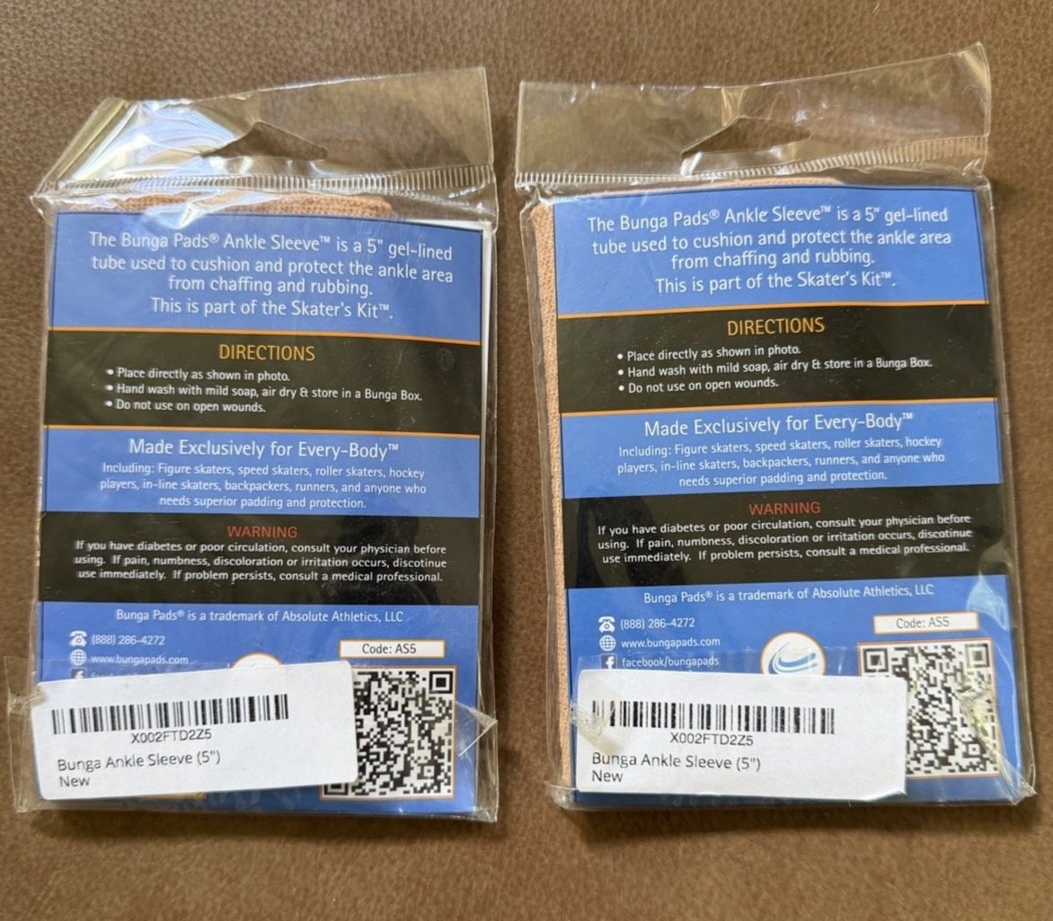 Bunga Pads Gel Ankle Sleeve 5 Inch AS5 Skater’s Kit Gel Cushioning New Pack of 2