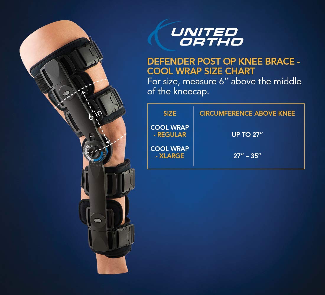 United Ortho Post Op Range Of Motion Knee Brace Cool Wrap Extra Large Black