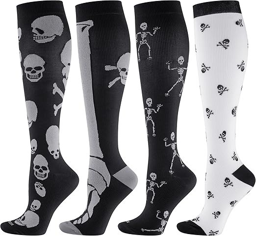 4 Pairs Compression Socks Knee High 20-30mmHg Graduated Support Men Women