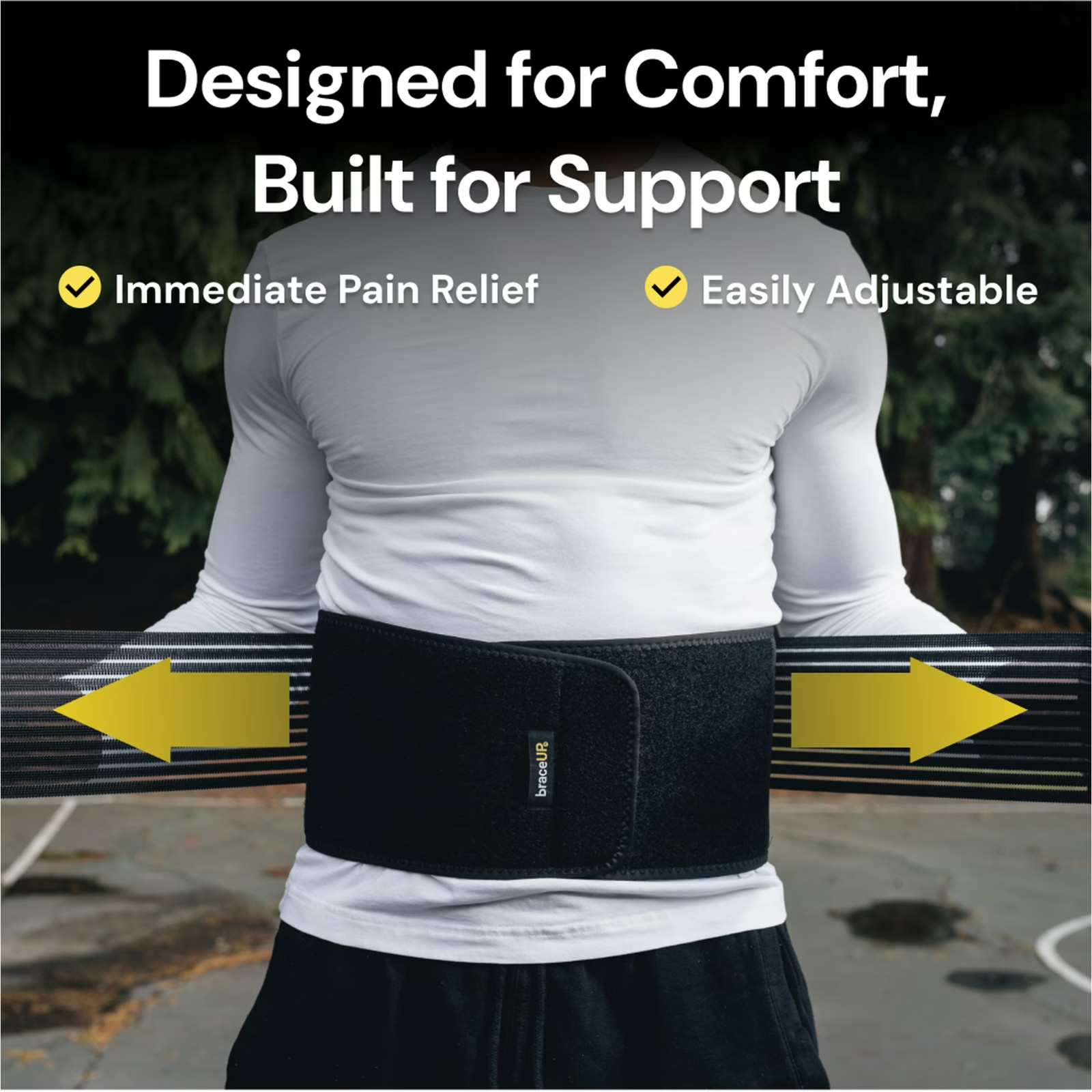 BraceUP Adjustable Stabilizing Lumbar Lower Back Brace Support Belt – Black