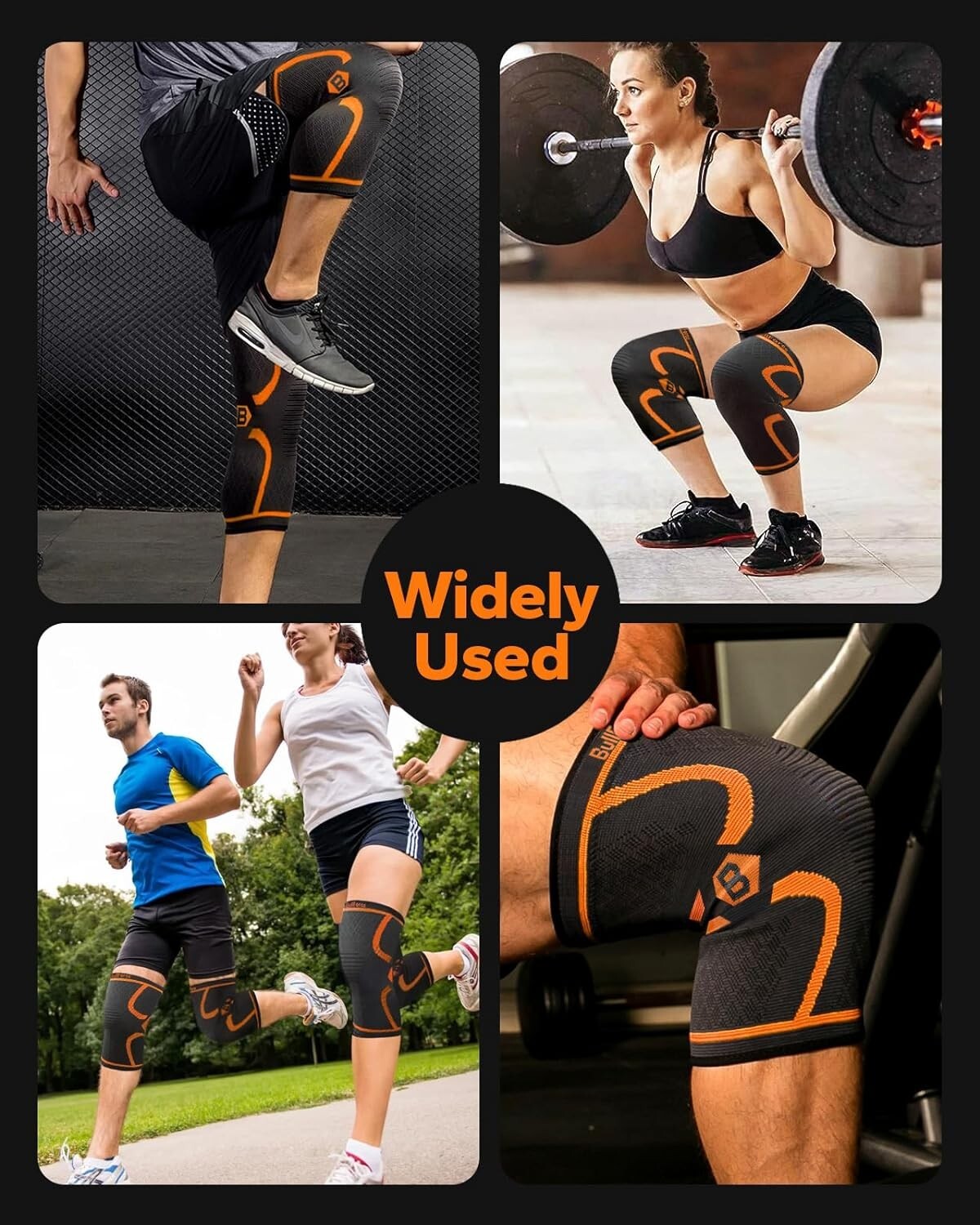 BULL FORCE KNEE BRACE COMPRESSION SLEEVE FOR KNEE PAIN [1 PAIR] MEDIUM