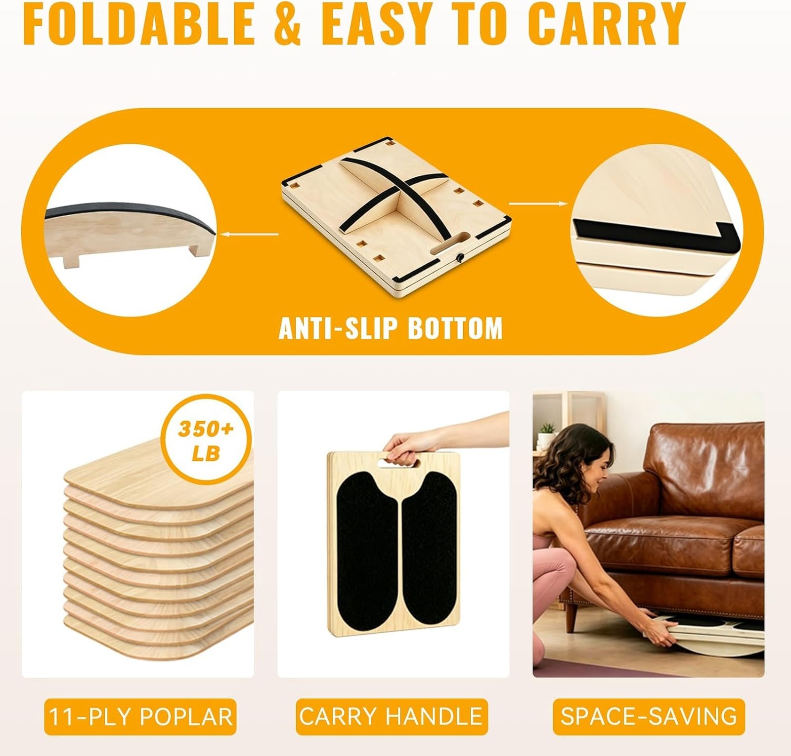 3-in-1 Balance Board with Resistance Bands for Calf Stretches and Mobility