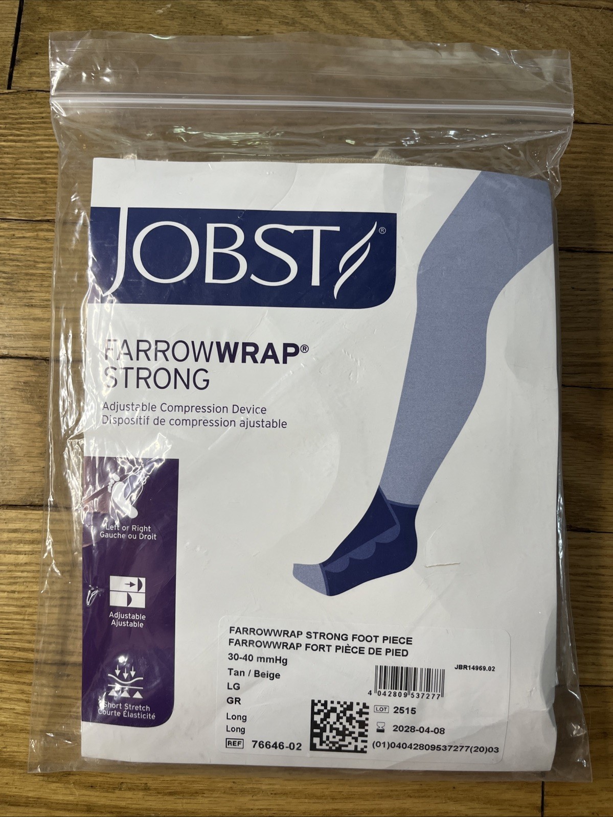 Jobst FarrowWrap Strong Footpiece Long Small 30-40hhmg Tan Large