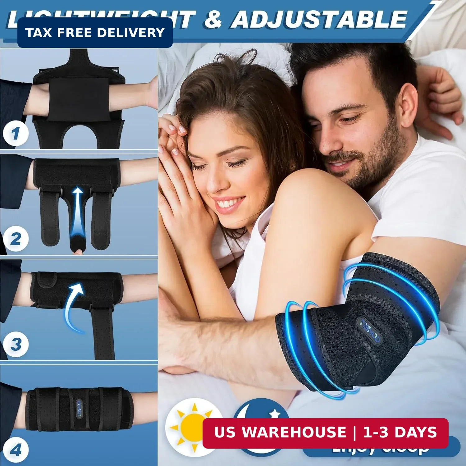 Elbow Brace, Elbow Splint for Cubital Tunnel Brace for Sleeping-Immobilizer for