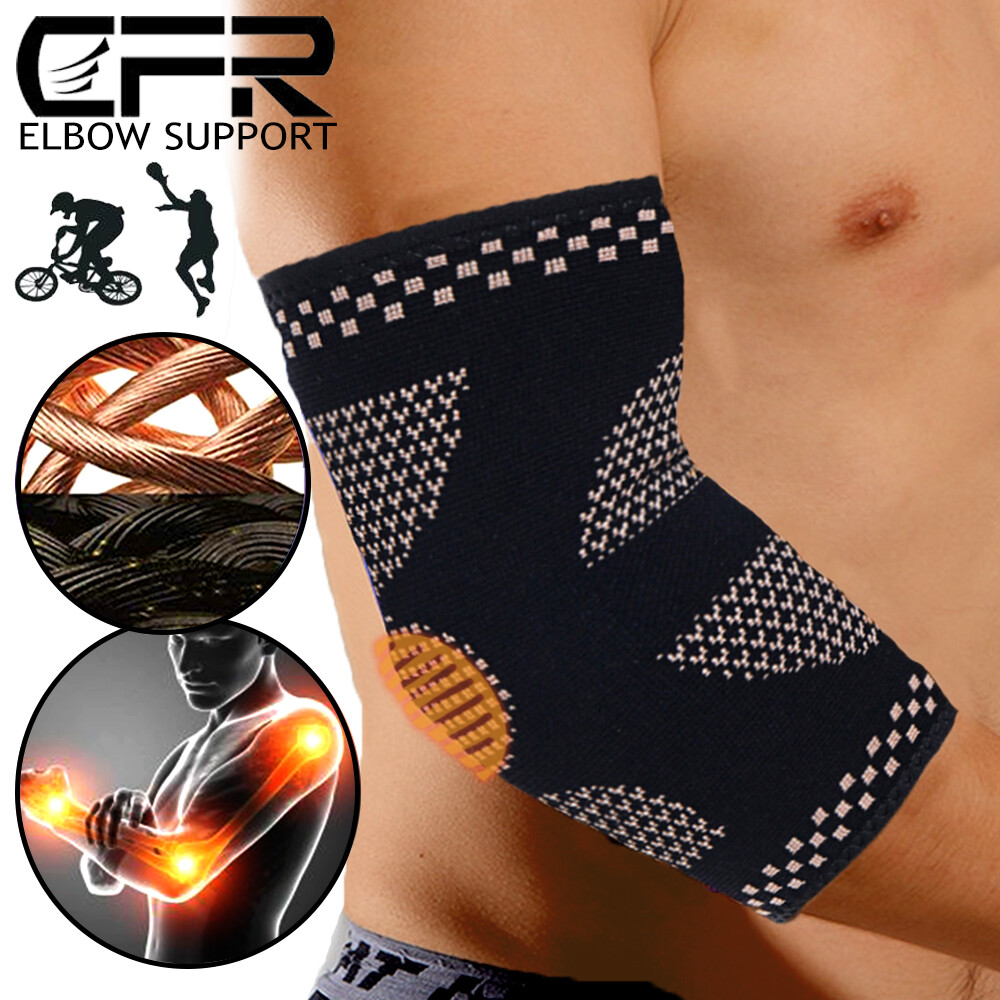 Copper Elbow Brace Compression Support Sleeve Arthritis Tendonitis Joint Pain L6