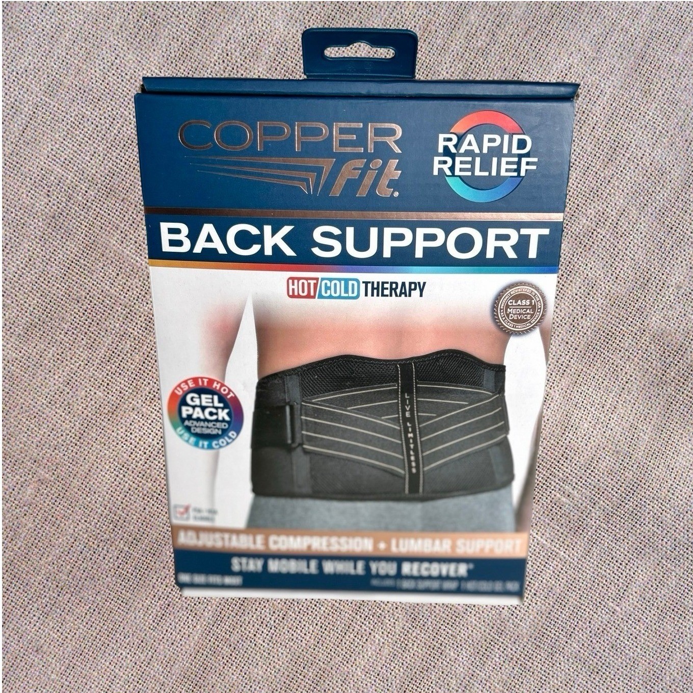 Copper Fit Back Support Black Rapid Relief Hot Cold Therapy Compression