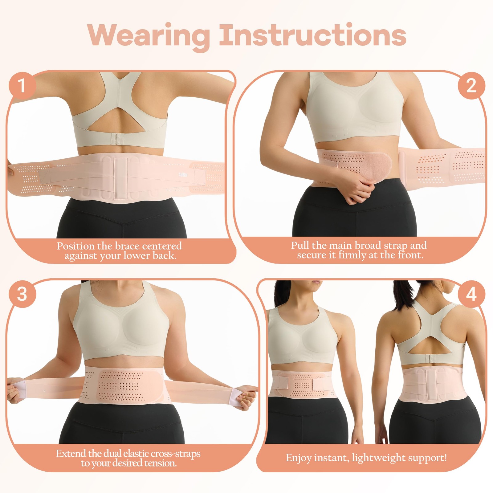 Ultra Thin Back Brace with 3D Lumbar Pad for Lower Back Pain Relief, Breathab…